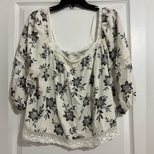 EUC Re:blue White Floral Blouse